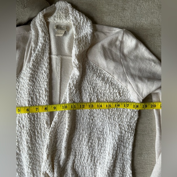 Lucky Brand L Cream White Drifter Asymmetrical Wrap Cardigan Sweater - Picture 6 of 7
